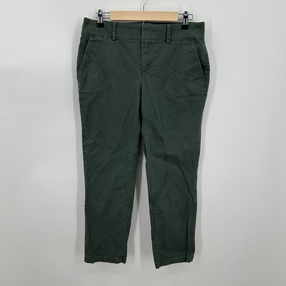 LOFT Womens Olive Green Slim Ankle Chino Pants Size 10P Petite Cropped Trousers